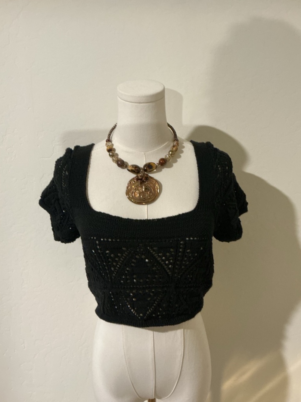 Zara black crochet crop top